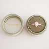 Amonie sage velvet ring box with ring from top